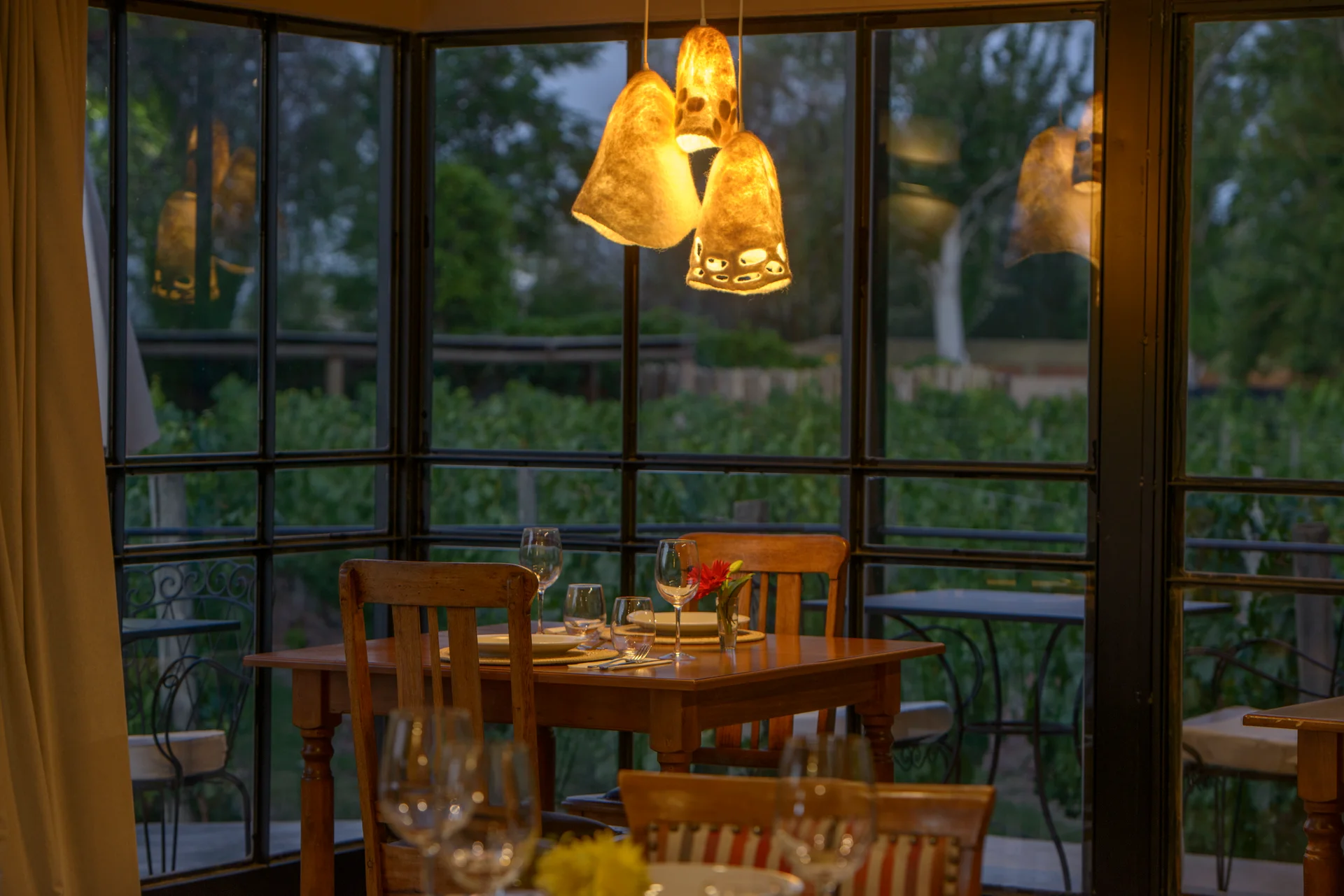 A set table at the restaurant